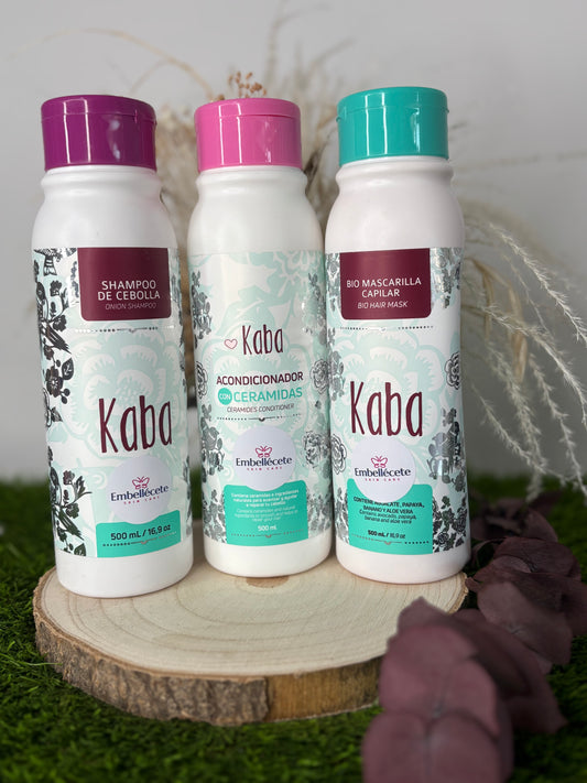 KIT KABA- CHAMPÚ CEBOLLA+ACONDICIONADOR CERAMIDAS+BIO MASCARILLA