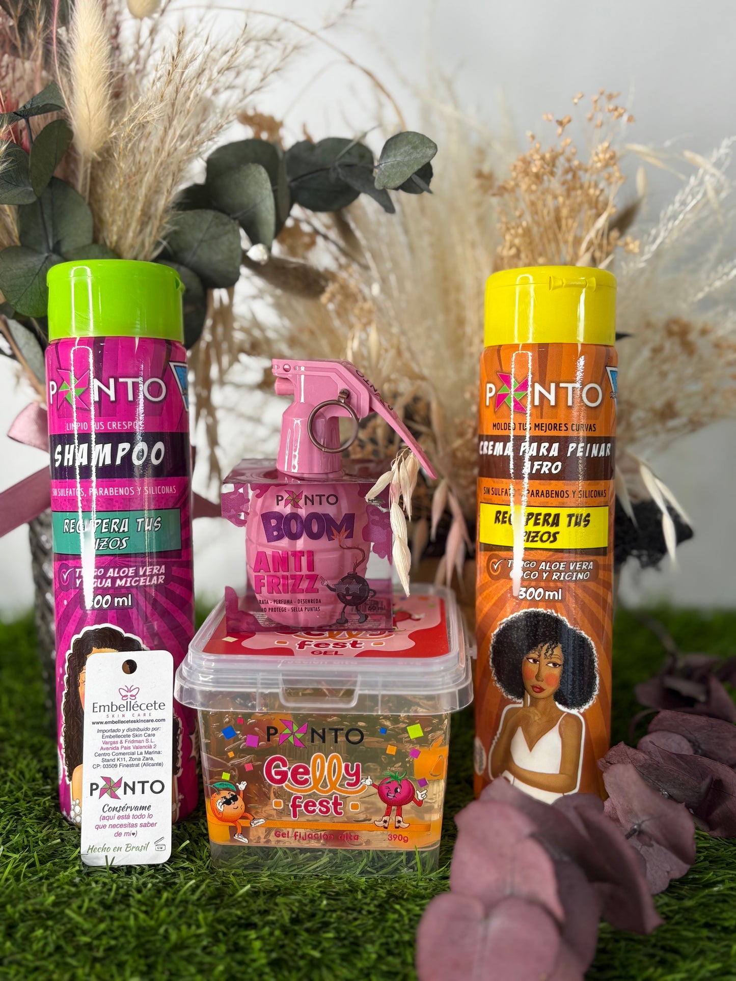 KIT PONTO- CHAMPÚ+CREMA DE PEINAR+GELLY FEST+ BOOM ANTI FRIZZ