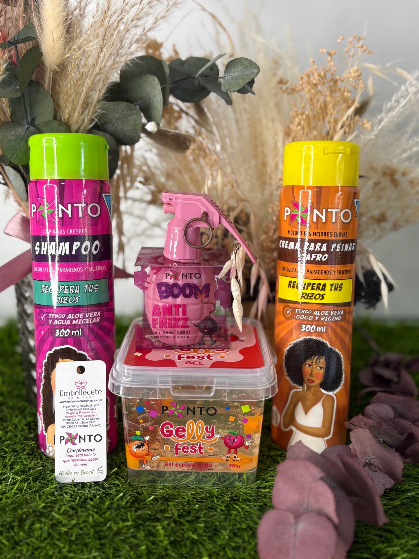 KIT PONTO- CHAMPÚ+CREMA DE PEINAR+GELLY FEST+ BOOM ANTI FRIZZ