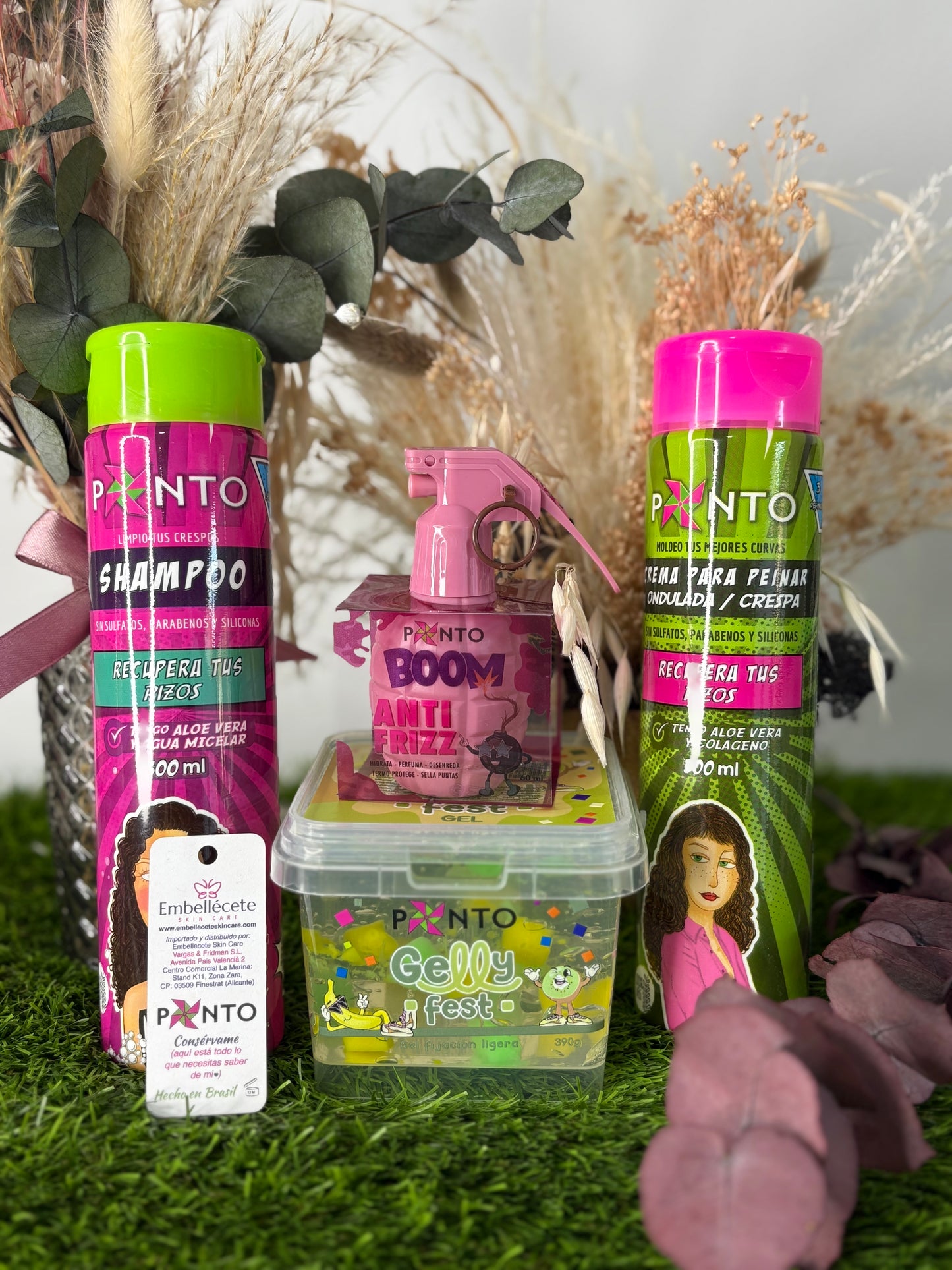 KIT PONTO- CHAMPÚ+CREMA DE PEINAR+GELLY FEST+ BOOM ANTI FRIZZ
