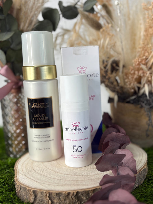 KIT EMBELLECETE- PROTECTOR SOLAR + LIMPIADOR FACIAL
