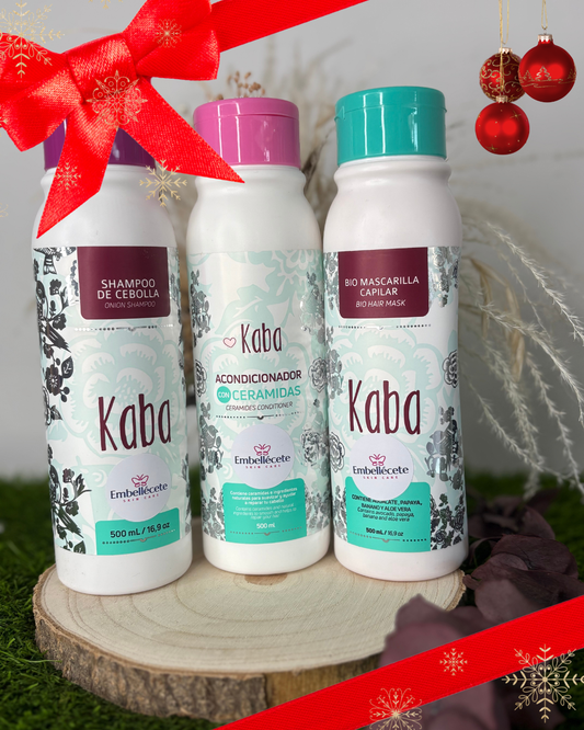 KIT KABA- CHAMPÚ CEBOLLA+ACONDICIONADOR CERAMIDAS+BIO MASCARILLA
