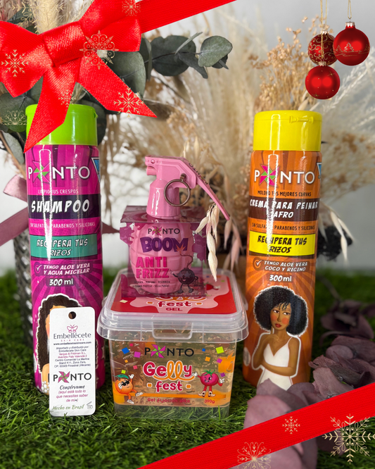 KIT PONTO- CHAMPÚ+CREMA DE PEINAR+GELLY FEST+ BOOM ANTI FRIZZ