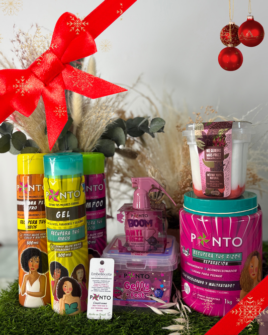 KIT PONTO- CHAMPÚ+CREMA DE PEINAR+GEL+3EN1+ GELLY FEST+ NO QUIERO MAS FRIZZ+ BOOM ANTI FRIZZ