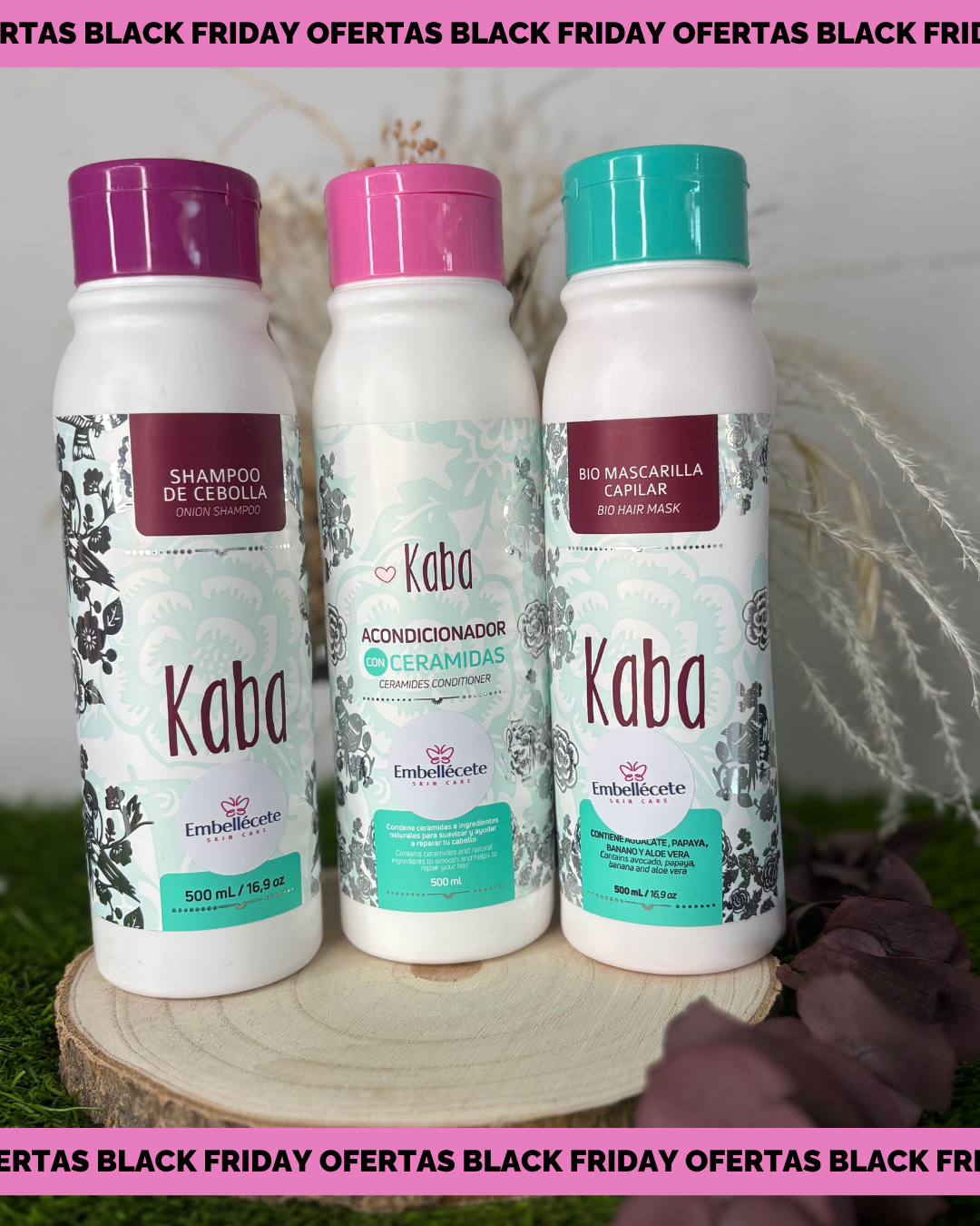 KIT KABA- CHAMPÚ CEBOLLA+ACONDICIONADOR CERAMIDAS+BIO MASCARILLA