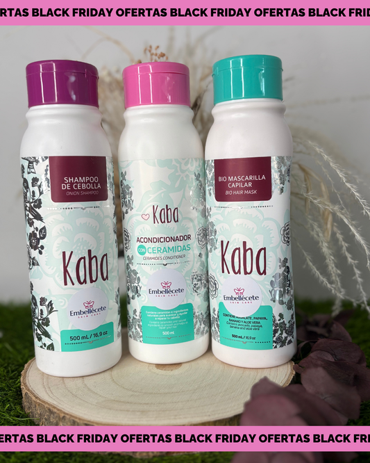 KIT KABA- CHAMPÚ CEBOLLA+ACONDICIONADOR CERAMIDAS+BIO MASCARILLA