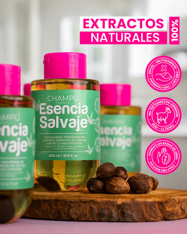 CHAMPÚ COLA DE CABALLO, PROTEÍNA HIDROLIZADA, NUEZ MOSCADA